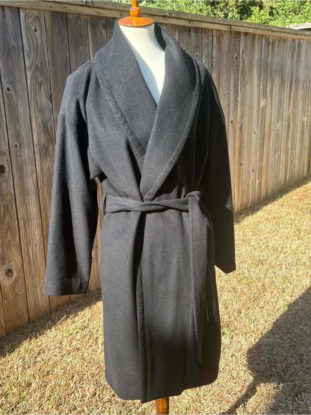 H&M Black Shawl Collar Trench Coat with Belt